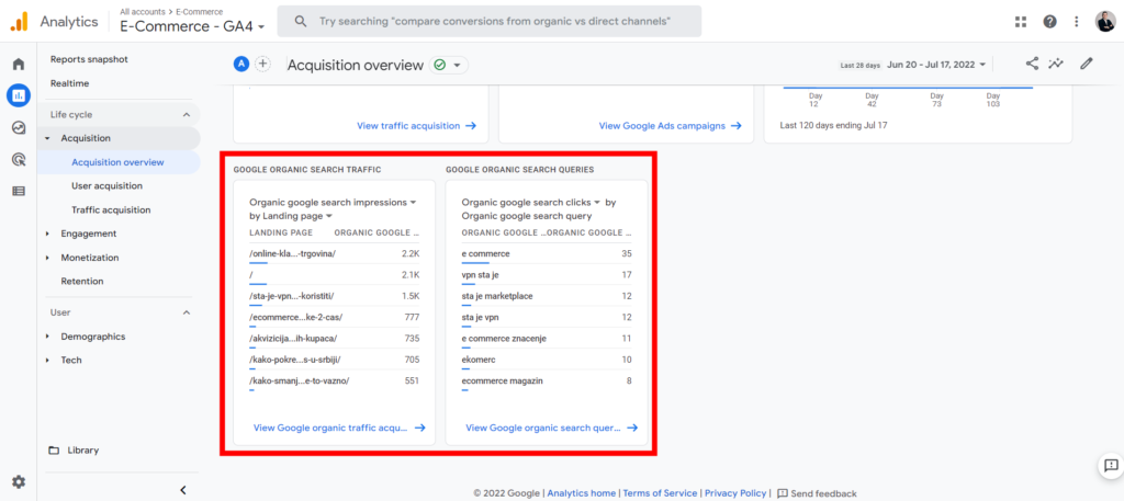 Uputstvo za spajanje Google Analytics 4 sa Google Seach Console