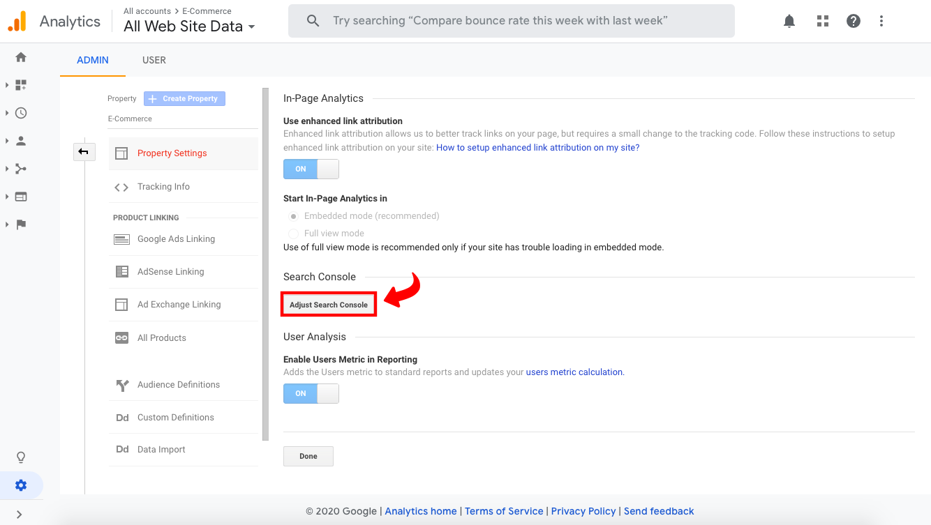 Povezivanje Google Search Console i Google Analytics - 2