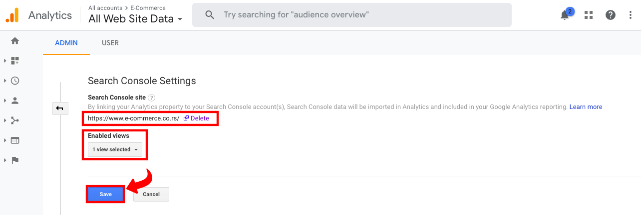 Povezivanje Google Search Console i Google Analytics - 6