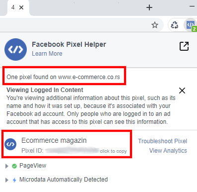 Provera instalacije Facebook Pixel-a
